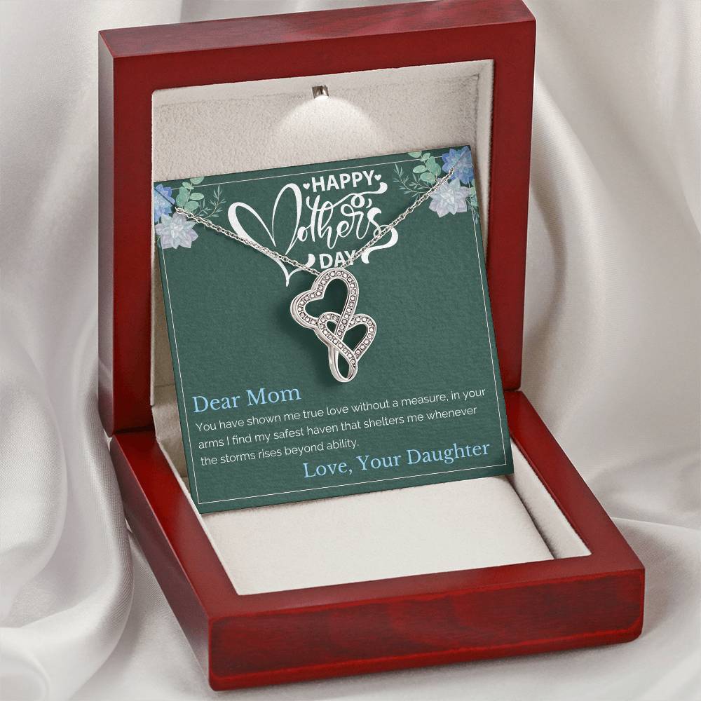 Daughter To Mom - ! Double Hearts Necklace
