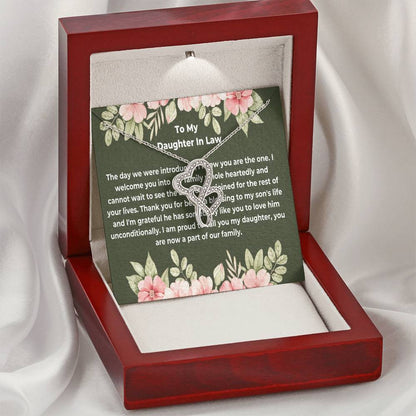 Daughter In Law Gift Necklace Wedding Gift Jewelry Gift From Mother In Law Gift For Bride From Mother In Law Double Hearts Necklace