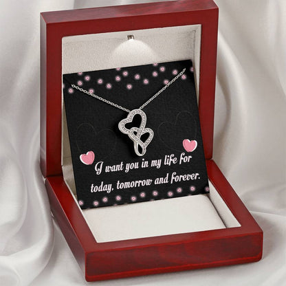 Gift For Girlfriend Double Hearts Necklace