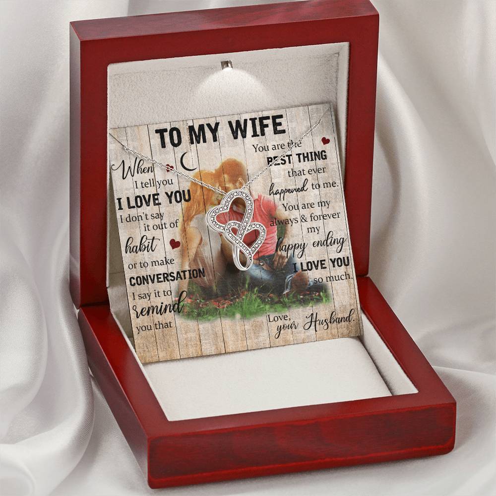 To My Wife Necklace Last Minute Birthday Gift Deep Love Messages For Wife Romantic Wife Gift Husband To Wife Necklace  1 Double Hearts Necklace