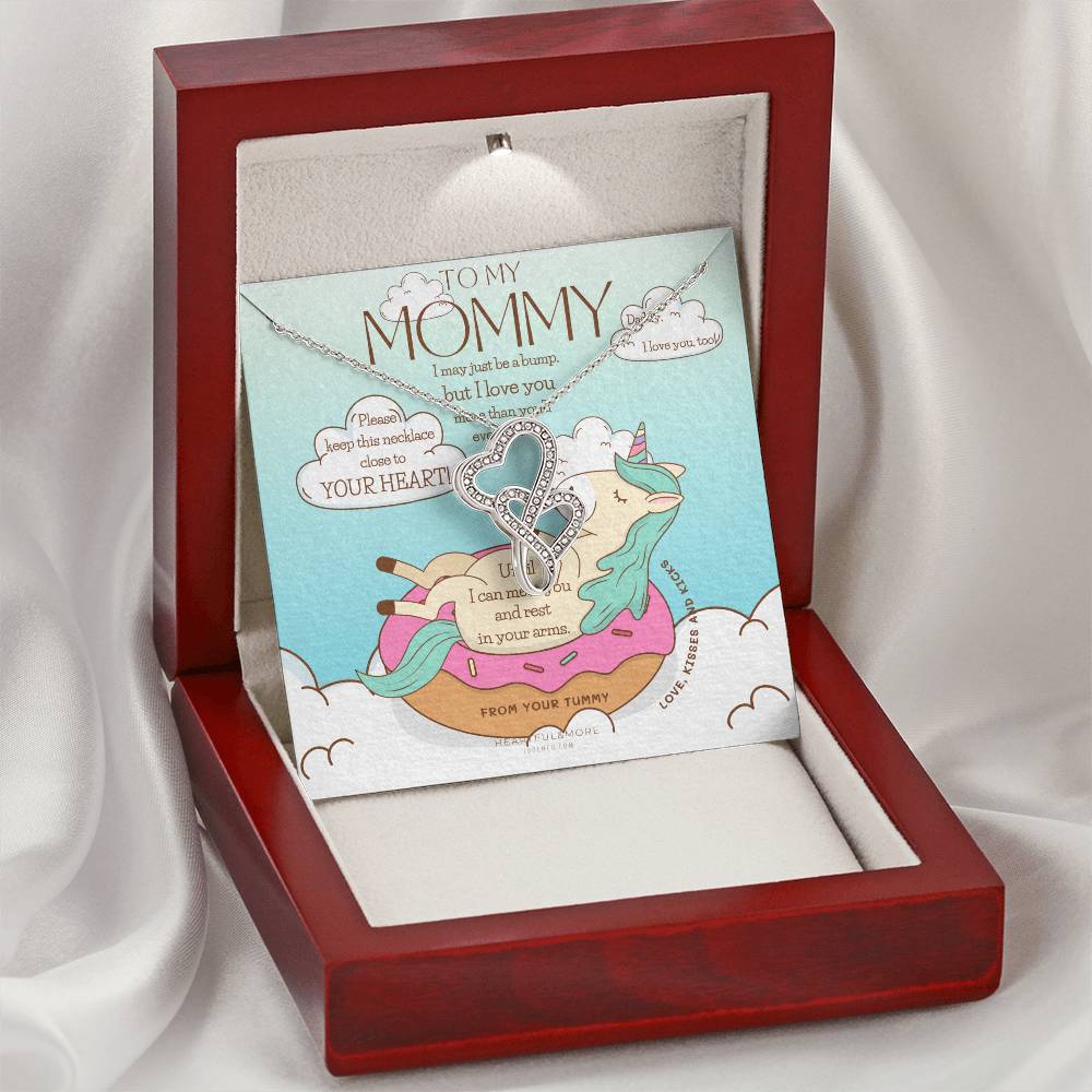 Baby Shower Gift  New Mommy Necklace  Pregnant Wife Gift  I May Just Be A Bump But I Love You  To Mummy From Bump  To  1 Double Hearts Necklace