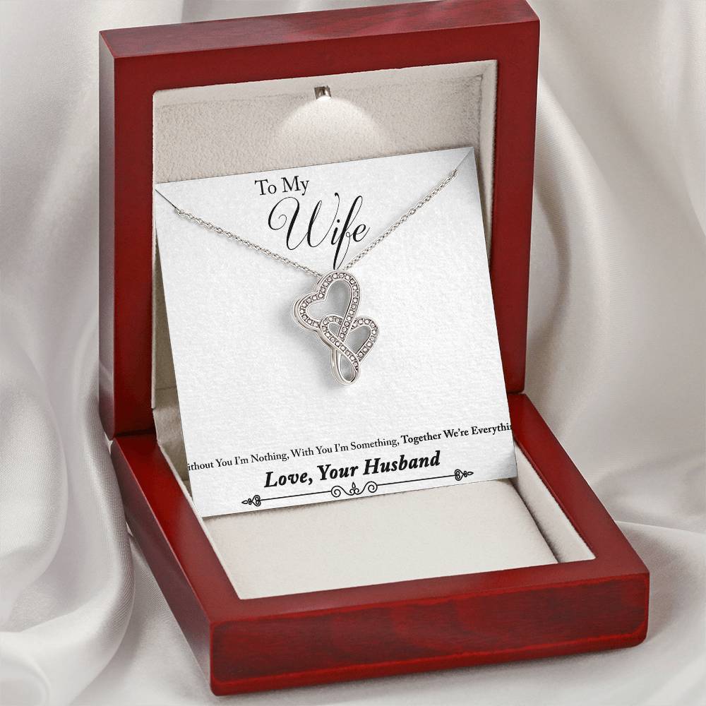To Wife From Husband 1 Double Hearts Necklace