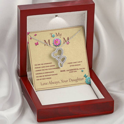 For Mother With Message Card Double Hearts Necklace