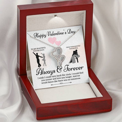 Always & Forever - Dancing Hearts Necklace Wmessage Card Hot New Release Double Hearts Necklace
