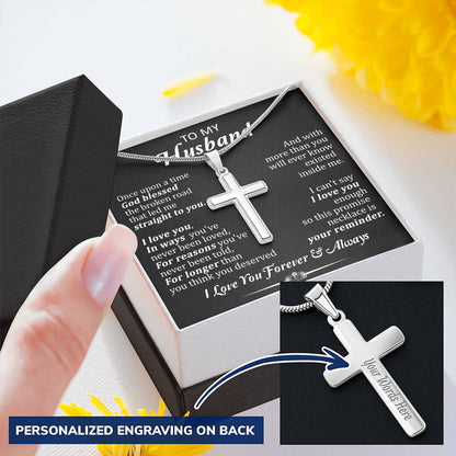 For Husband - Your Reminder - Cross Customize Engraved Cross Necklace