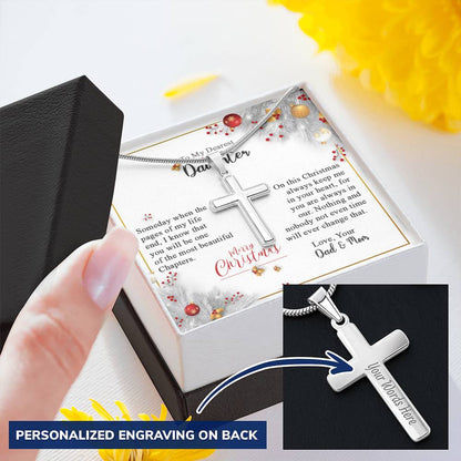 Cross Necklace Christmas Gift To Daughter Most Beautiful Chapters Customize Engraved Cross Necklace
