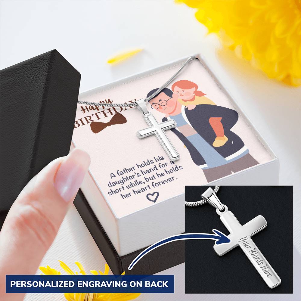 Dad Gift From Daughter Dad Birthday Gift From Daughter  Cross Necklace For Dad. 1 Customize Engraved Cross Necklace
