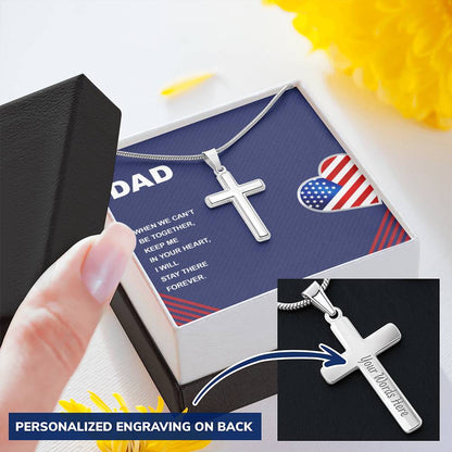 Gift For Dad  Customize Cross Necklace  Father Daughter  To My Dad 4 Customize Engraved Cross Necklace