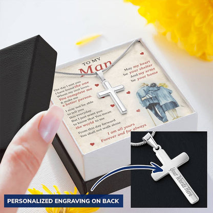 For Your Man - From This Day Forward - Cross Customize Engraved Cross Necklace