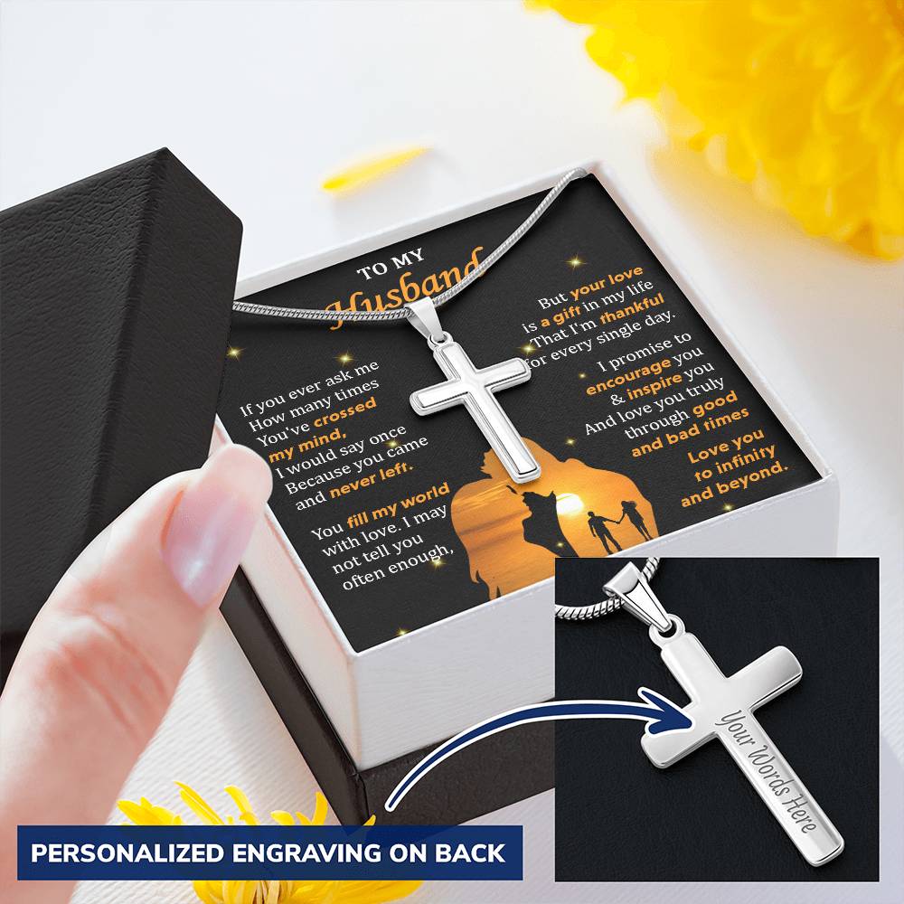 For Husband - Thankful For Every Single Day - Cross Customize Engraved Cross Necklace