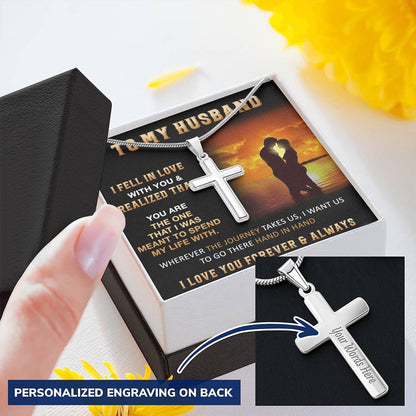 Gift For Husband - In Love - Cross Customize Engraved Cross Necklace