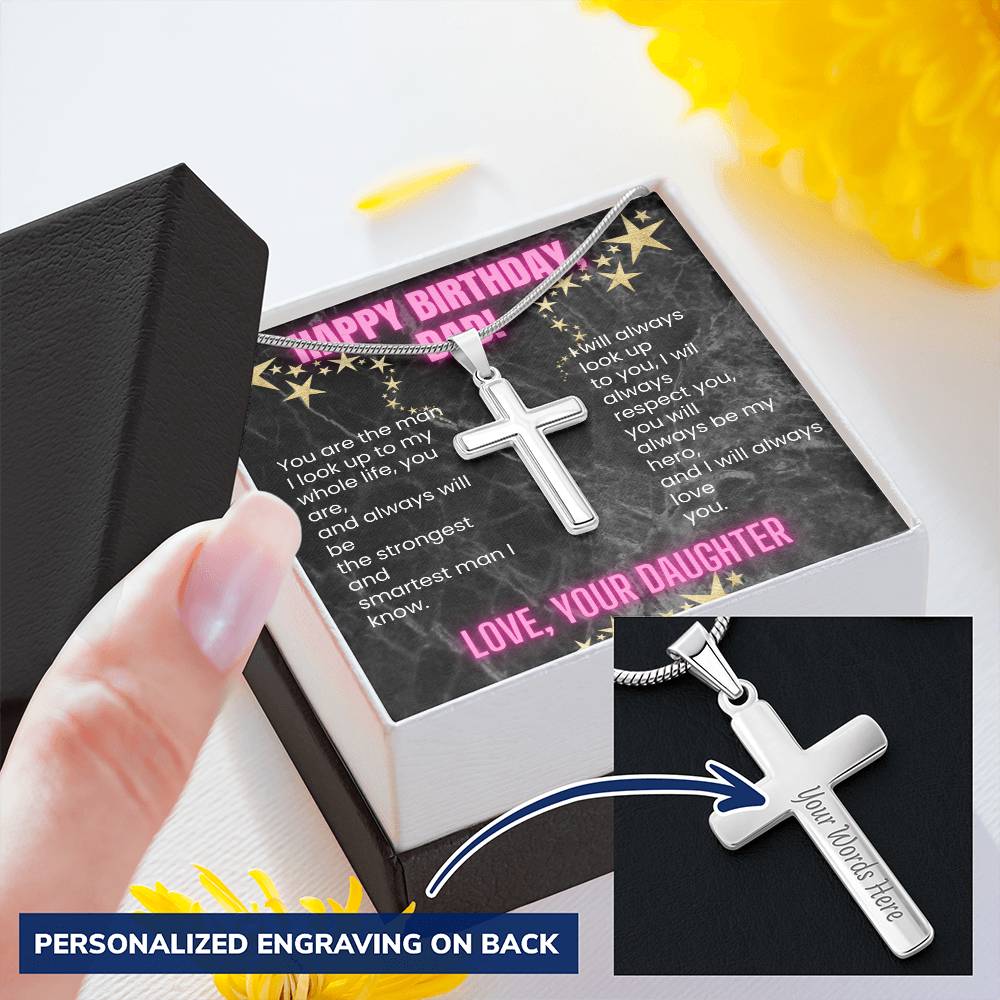 An Amazing Birthday Gift For Dad - The Customize Cross Necklace Customize Engraved Cross Necklace