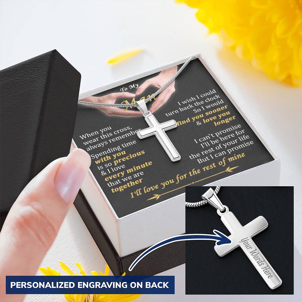 For Your Man - Spending Time With You - Cross 1 Customize Engraved Cross Necklace
