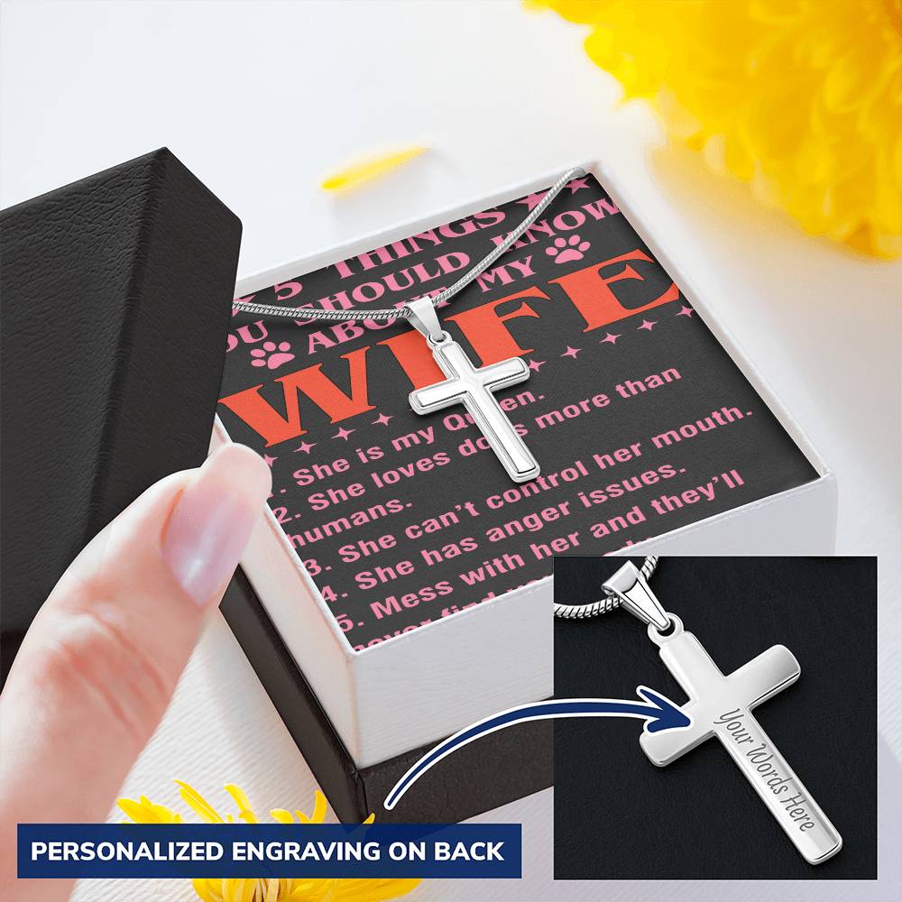 5 Things You Should Know About My Wife Customize Engraved Cross Necklace