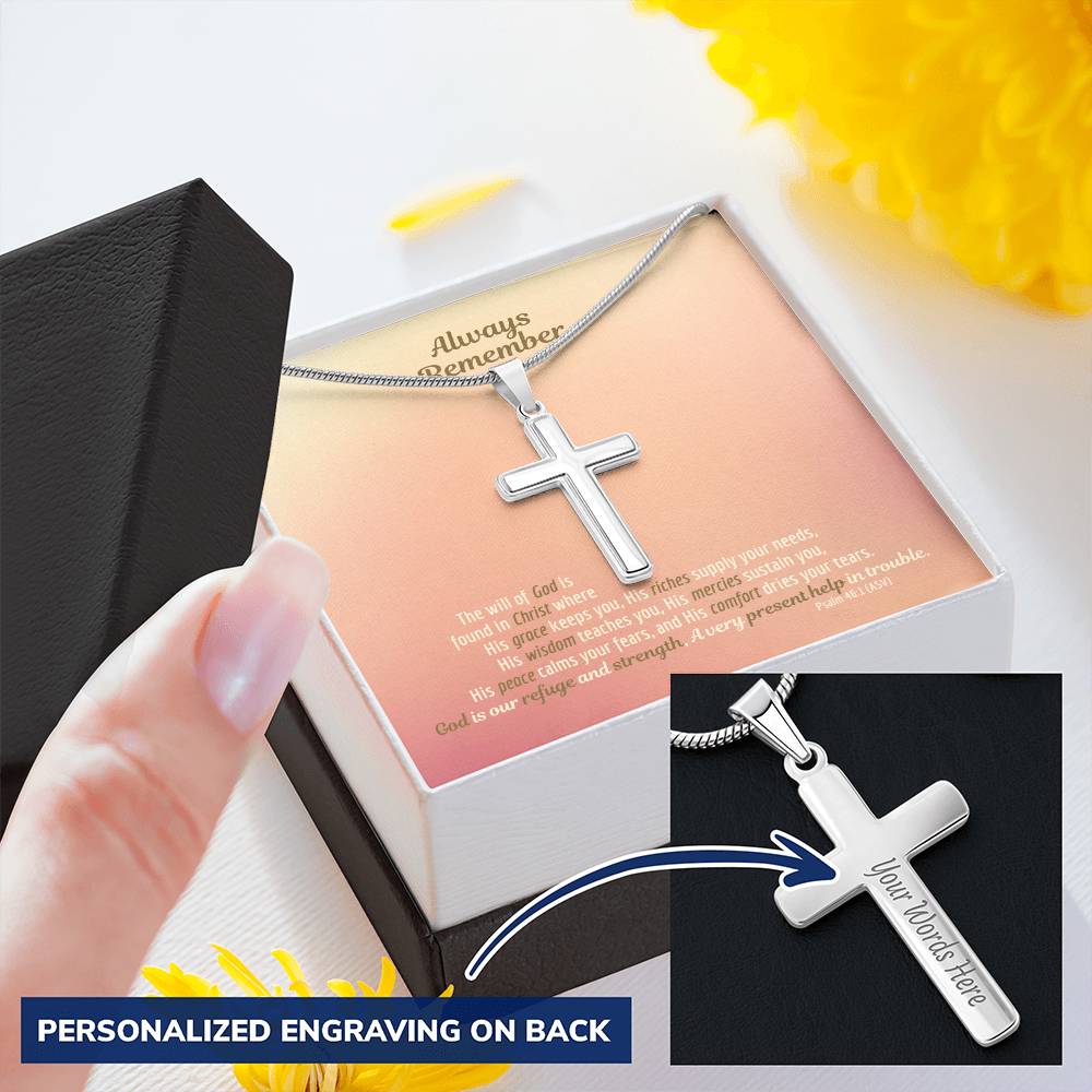 Cancer Fighter Necklace Customize Cross Pendant Cross Jewelry For Him Customize Engraved Cross Necklace
