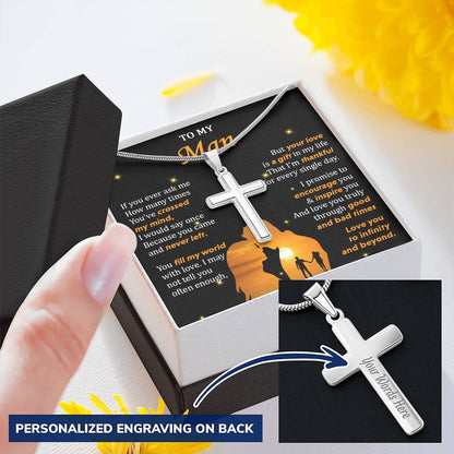 For Your Man - Thankful For Every Single Day - Cross Customize Engraved Cross Necklace