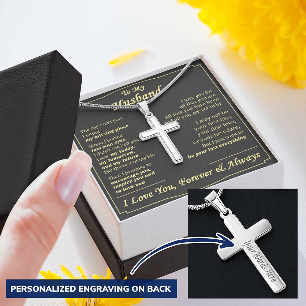 For Husband - My Future - Cross Customize Engraved Cross Necklace