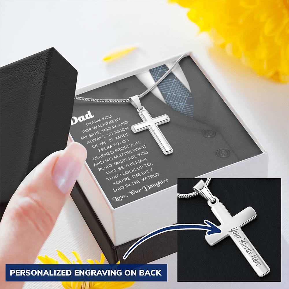 Fathers Day Gift For Your Dad Perfect Gift For Fathers Customize Engraving. Customize Engraved Cross Necklace