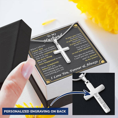 For Husband - Everything You Do - Cross Customize Engraved Cross Necklace