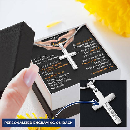 For Husband - I Love You Forever - Cross 1 Customize Engraved Cross Necklace