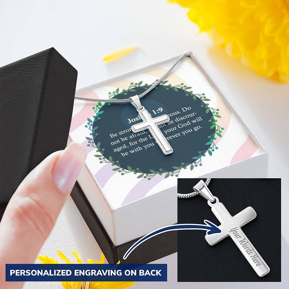 Christian Cross Necklace Faith Cross Necklace Righteous Cross Pendant Bible Verse Customize Engraved Cross Necklace