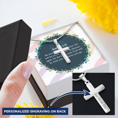 Christian Cross Necklace Faith Cross Necklace Righteous Cross Pendant Bible Verse Customize Engraved Cross Necklace