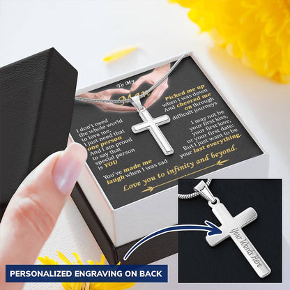 For Your Man - When I Was Sad - Cross Customize Engraved Cross Necklace