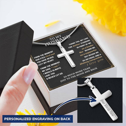 For Husband - Lifelong Companion - Cross Customize Engraved Cross Necklace