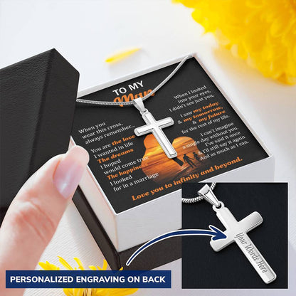 For Your Man - The Happiness - Cross Customize Engraved Cross Necklace