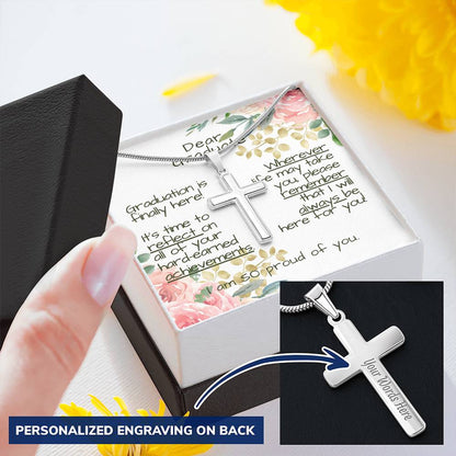 Dear Graduate Customize Engraved Cross Necklace