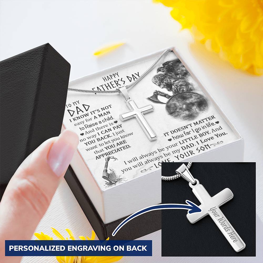 Gift For Dad 1 Customize Engraved Cross Necklace
