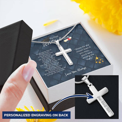 2021 Graduation Cross Customize Engraved Cross Necklace