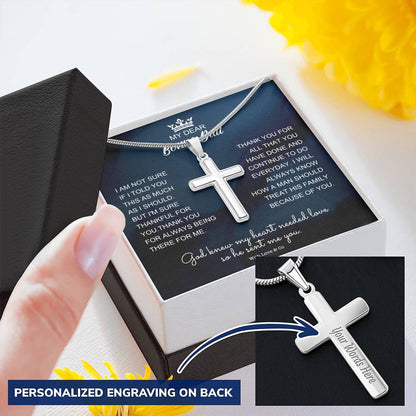 Bonus Dad Customize Engraved Cross Necklace