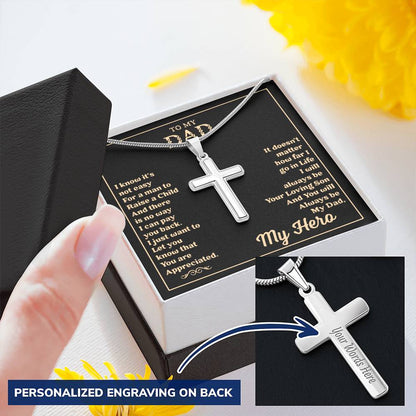 Gift For Dad - Cross Necklace 2 Customize Engraved Cross Necklace