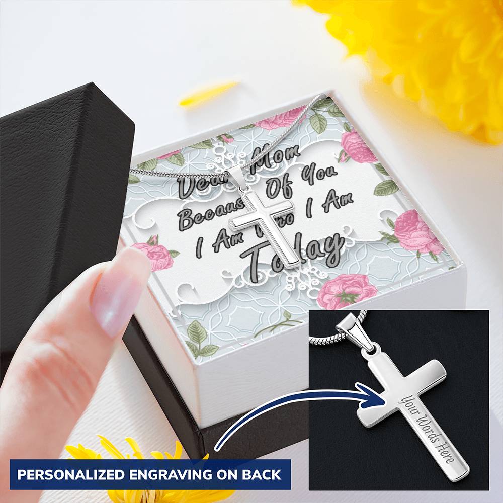 Dear Mom Cross Customize Engraved Cross Necklace