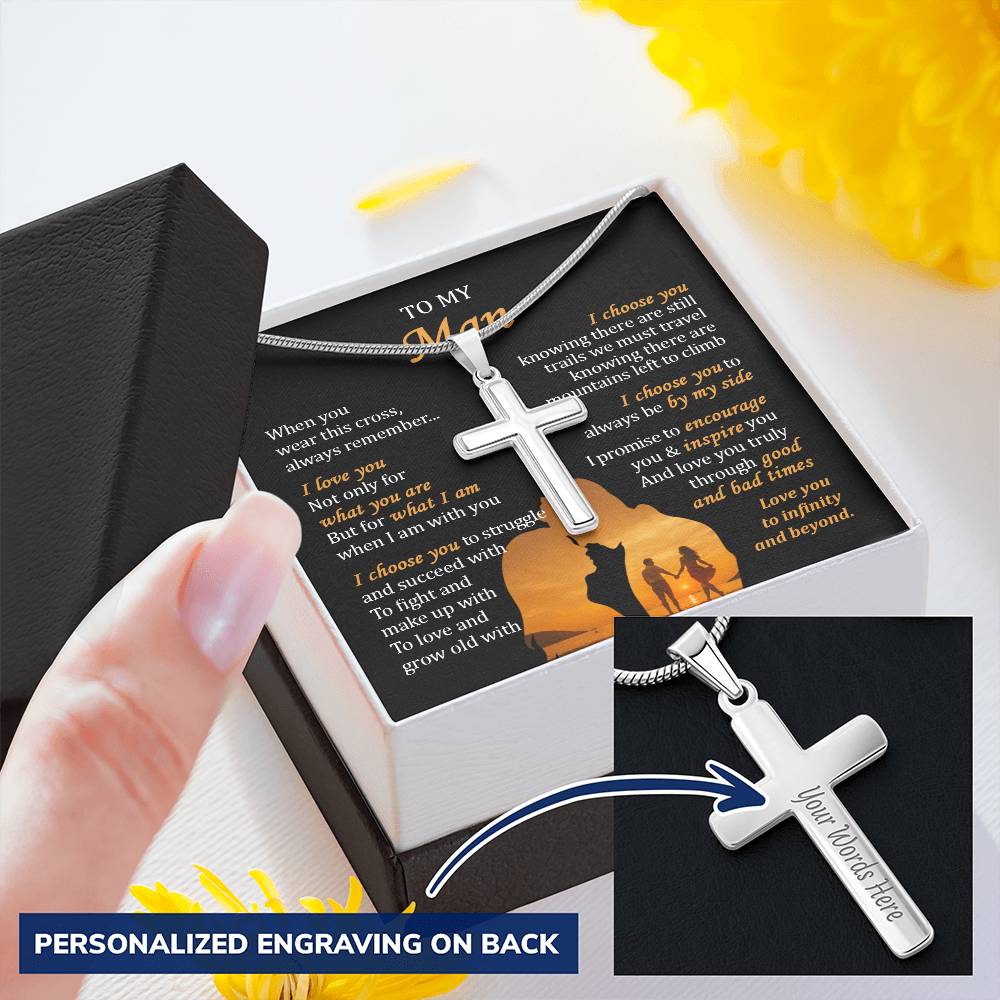 For Your Man - What I Am - Cross Customize Engraved Cross Necklace