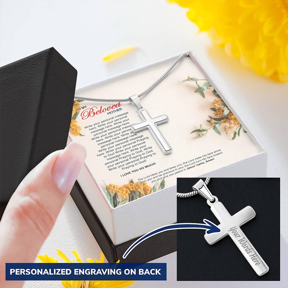 Cross Necklace - Mother's Day Customize Engraved Cross Necklace