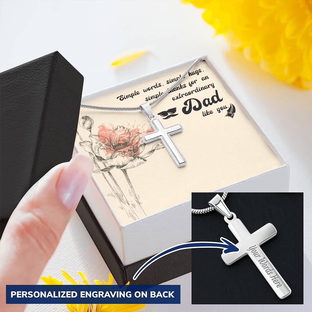 Gift For Dad  Customize Cross Necklace  Father Daughter  To My Dad 1 Customize Engraved Cross Necklace