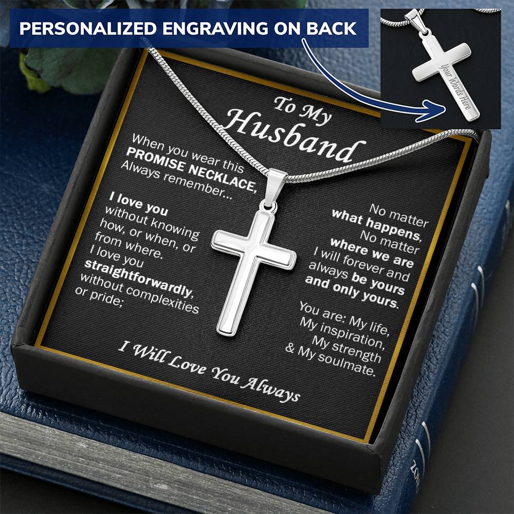 Gift For Husband - Straightforward - Cross Customize Engraved Cross Necklace
