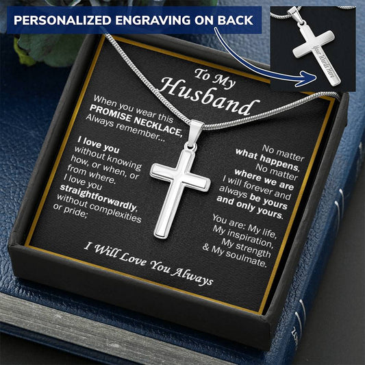 Gift For Husband - Straightforward - Cross Customize Engraved Cross Necklace