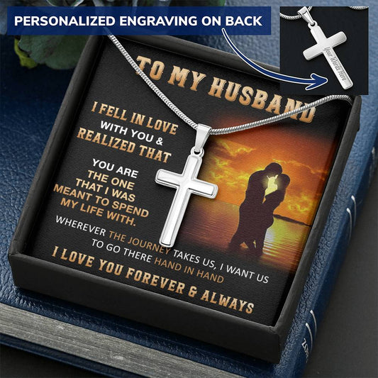 Gift For Husband - In Love - Cross Customize Engraved Cross Necklace