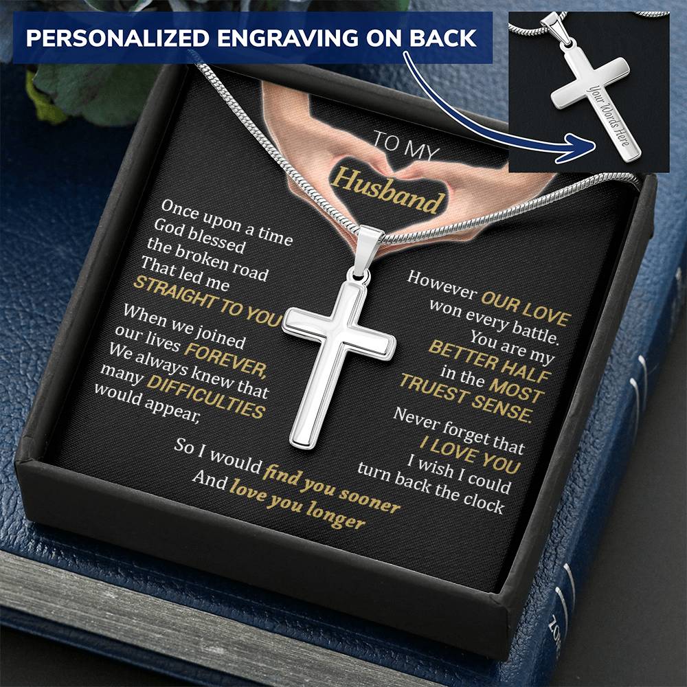 For Husband - Every Battle - Cross Customize Engraved Cross Necklace