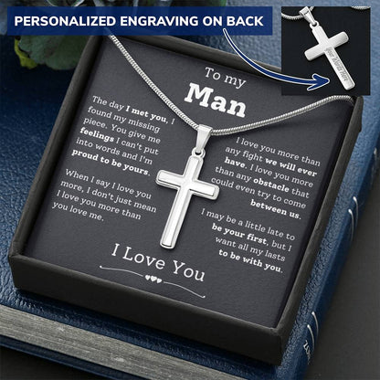 Boyfriend Gift Cross Necklace For Boyfriend Boyfriend Birthday Thoughtful Gifts  Small Gift For Boyfriend Anniversary Customize Engraved Cross Necklace