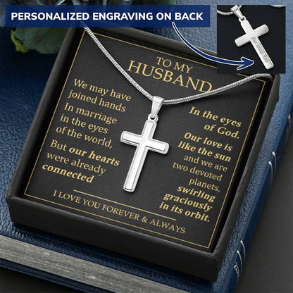 For Husband - Already Connected - Cross Customize Engraved Cross Necklace