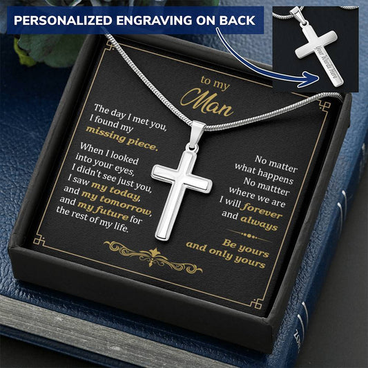 For Your Man - Always & Forever - Cross Customize Engraved Cross Necklace