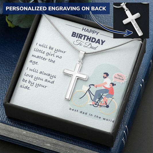 Dad Gift From Daughter Dad Birthday Gift From Daughter  Cross Necklace For Dad. Customize Engraved Cross Necklace