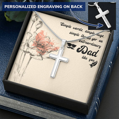 Gift For Dad  Customize Cross Necklace  Father Daughter  To My Dad 1 Customize Engraved Cross Necklace