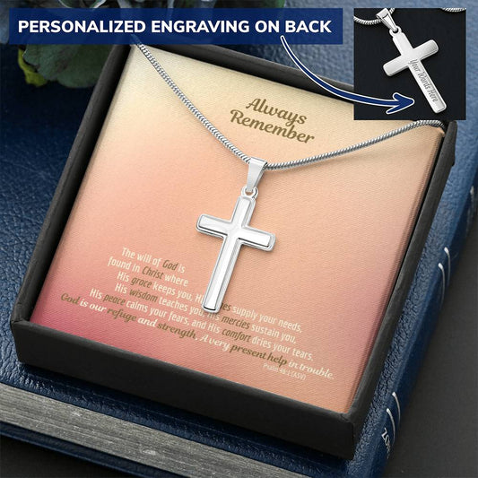 Cancer Fighter Necklace Customize Cross Pendant Cross Jewelry For Him Customize Engraved Cross Necklace