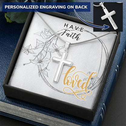 Dad To Son Gifts - Loved Customize Engraved Cross Necklace