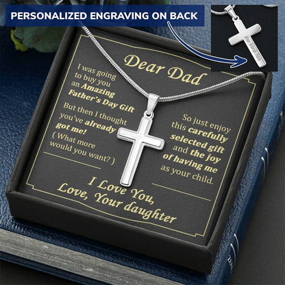 For Dad - The Joy Of Having Me - Cross Customize Engraved Cross Necklace